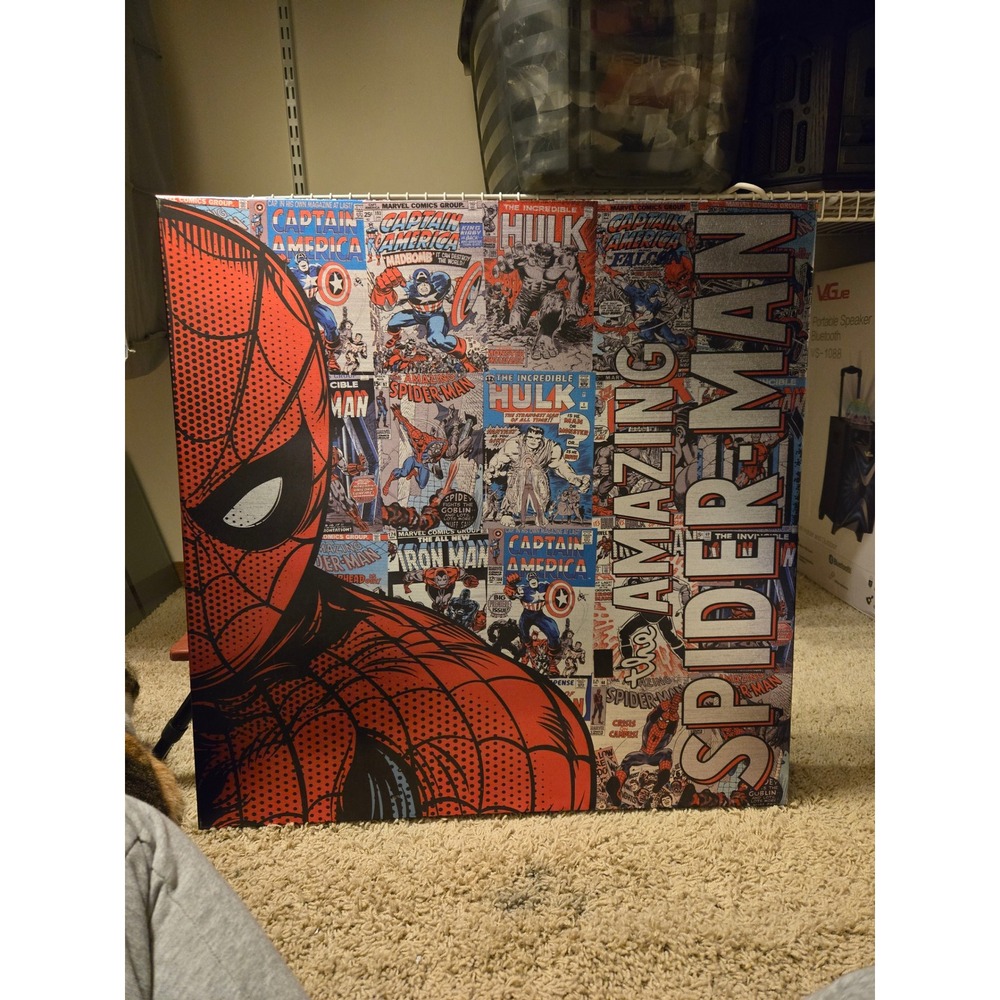 Marvel The Amazing Spider-Man Comic Book Cover Collage Canvas Wall Art 25x25